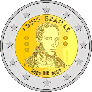 België 2 Euro 2009 200 jaar Louis Braille UNC